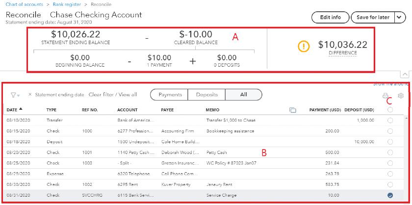 3. Start Matching Transactions for Quickbooks bank reconciliation 