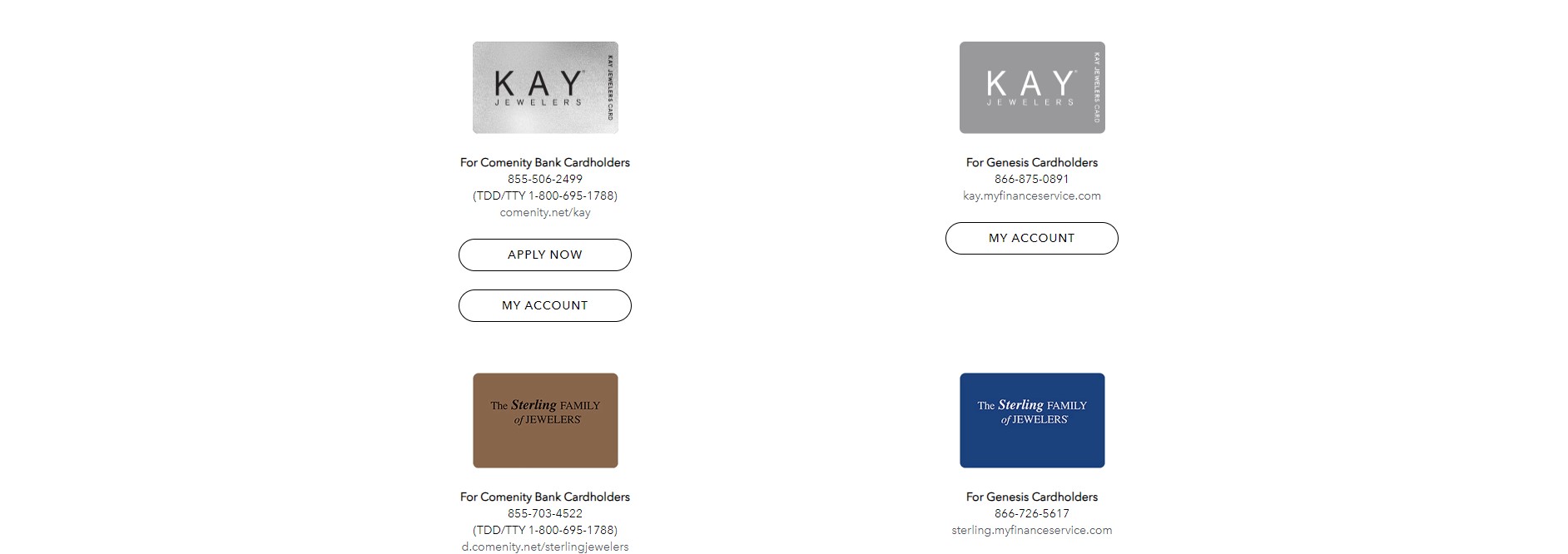 Types of Kay Jewelers Credit Cards